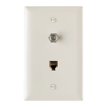 Pass & Seymour / Legrand - Pass & Seymour TPTELTV-LA Combination F Type Coaxial Connector And Four Conductor Rj11 Telephone Jack, Light Almond