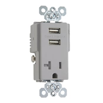 Pass & Seymour / Legrand - P&S TR5361USBGRY 20A TR SPEC GRD W/