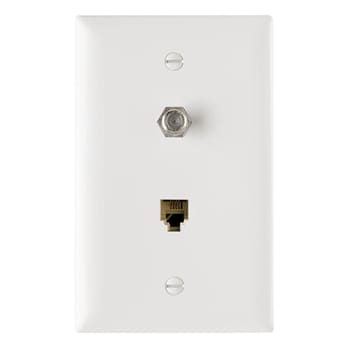 Pass & Seymour / Legrand - Pass & Seymour TPTELTV-W Combination F Type Coaxial Connector And Four Conductor Rj11 Telephone Jack, White
