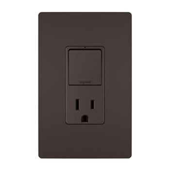 Pass & Seymour / Legrand - Pass & Seymour RCD38TR Combination Single Pole/3-Way Switch & Tamper Resistant Receptacle, 15A 120/125V - Brown