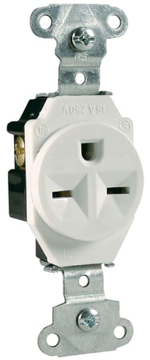 Pass & Seymour / Legrand - Pass & Seymour 5651-W Heavy-Duty Spec Grade Single Receptacle, Side Wire, 15A 250V - White