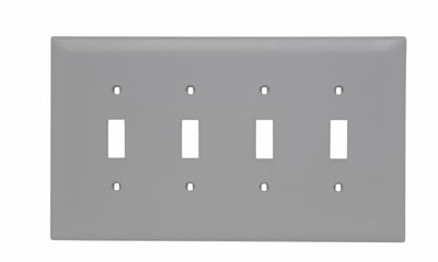 Pass & Seymour / Legrand - Pass & Seymour TPJ4-GRY 4Gang Wall Plate, Toggle Switch, Nylon, Jumbo - Gray