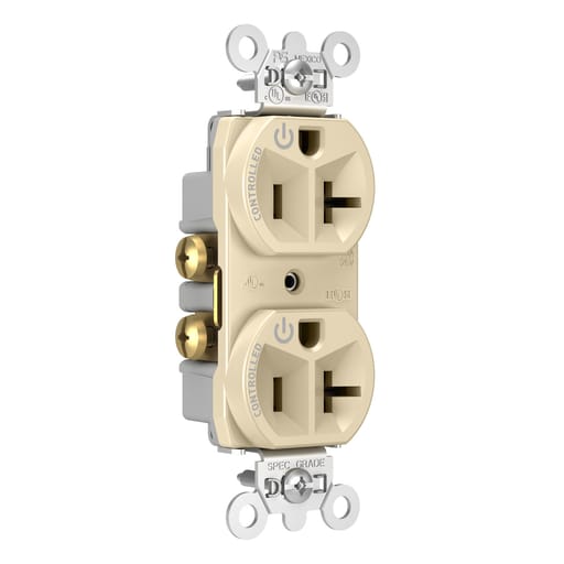 Pass & Seymour / Legrand - Pass & Seymour 5362CD-I 20A 125V Dual Control Duplex Outlet - Ivory