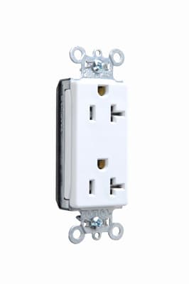 Pass & Seymour / Legrand - Pass & Seymour PT26352-W Plugtail Decorator Spec Grade Duplex Receptacle 20Amp 125Volt, White
