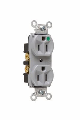 Pass & Seymour / Legrand - Pass & Seymour 8200-HGRY Heavy-Duty Hospital Grade Compact Design Duplex Receptacle, Back & Side Wire, 15A 125V - Gray