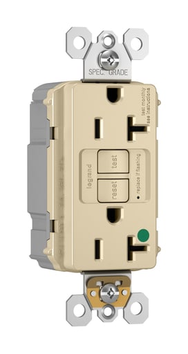 Pass & Seymour / Legrand - Pass & Seymour PT2097-HGI 20A 125V Plugtail Self-Test GFCI Duplex Receptacle, Hospital Grade - Ivory