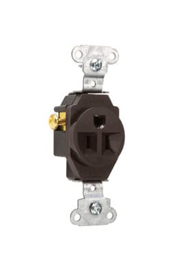 Pass & Seymour / Legrand - Pass & Seymour 5251 Heavy-Duty Spec Grade Single Receptacle Side, Wire 15A 125V - Brown
