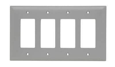 Pass & Seymour / Legrand - Pass & Seymour TPJ264-GRY 4Gang Wall Plate, Decorator, Nylon, Jumbo - Gray