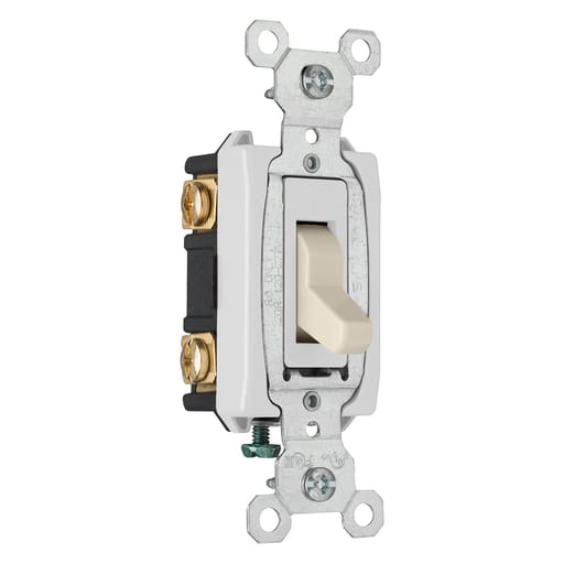 Pass & Seymour / Legrand - Pass & Seymour CSB20AC3-LA Construction 3way Switch, Back & Side Wire, 20A 120/277V - Light Almond