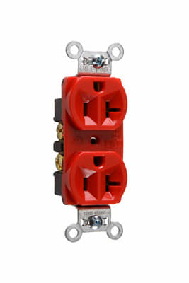 Pass & Seymour / Legrand - Pass & Seymour CRB5362-RED 20 Amp 125 VAC 2-Pole 3-Wire NEMA 5-20R Red Nylon Face Duplex Straight Blade Receptacle