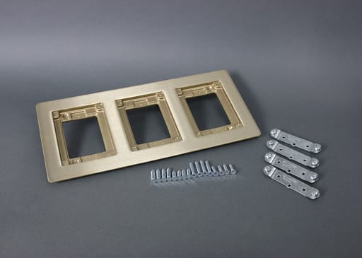 The Wiremold Co - Wiremold 837B 5.06 x 6.08" 3-Gang Brass Floor Box Carpet and Tile Flange