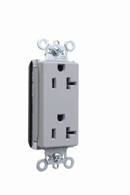 Pass & Seymour / Legrand - Pass & Seymour PT26352-GRY PlugTail™ Decorator Spec Grade Duplex Receptacle, 20A 125V - Gray