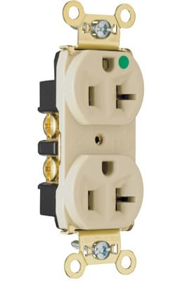 Pass & Seymour / Legrand - Pass & Seymour 8300-HI Heavy-Duty Hospital Grade Compact Design Duplex Receptacle Back & Side Wire 20Amp 125Volt, Ivory