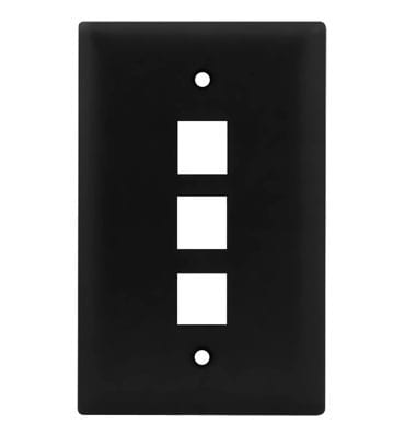 Pass & Seymour / Legrand - On-Q WP3403-BK 1-Gang 3-Port Black High Impact Flame Retardant Plastic Keystone Wallplate