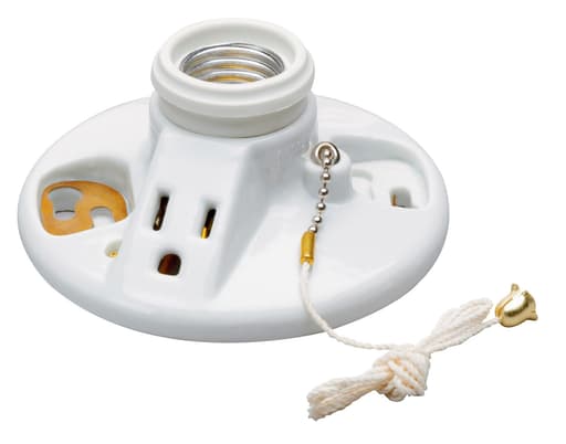 Pass & Seymour / Legrand - Pass & Seymour 288 125 V 250 W White Porcelain Medium Base Incandescent Lampholder