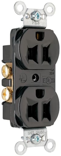 Pass & Seymour / Legrand - Pass & Seymour CRB5262-BK Construction Spec Grade Duplex Receptacle, Back & Side Wire, 15A 125V - Black