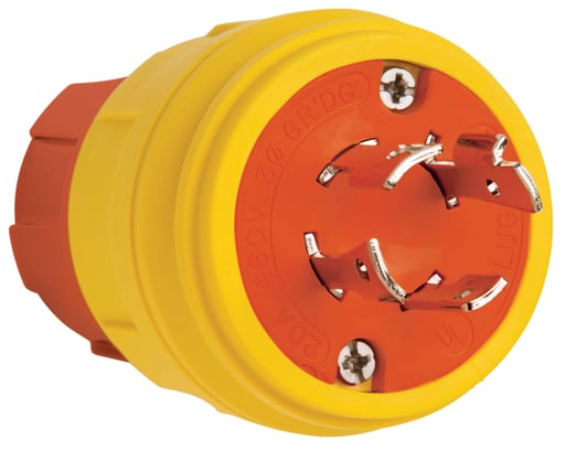 Pass & Seymour / Legrand - Pass & Seymour 26W76AM 20A 480V Locking Anti Microbial IP67 L16-20P Plug, Orange/Yellow
