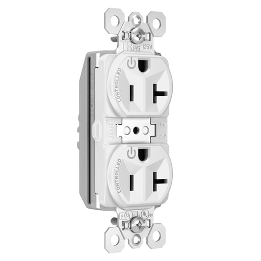 Pass & Seymour / Legrand - Pass & Seymour PTTR5362CDW PlugTail™ Dual Control Tamper-Resistant Receptacle, 20A 125V - White