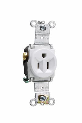 Pass & Seymour / Legrand - Pass & Seymour 5261-W Single Receptacle, HD Spec Grade, 15A 125V Back & Side Wired - White