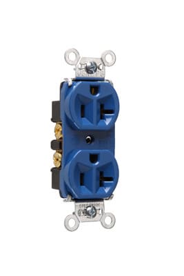 Pass & Seymour / Legrand - Pass & Seymour 5362-BL Hard Use Spec Grade Duplex Receptacle, Back & Side Wire, 20A 125V - Blue