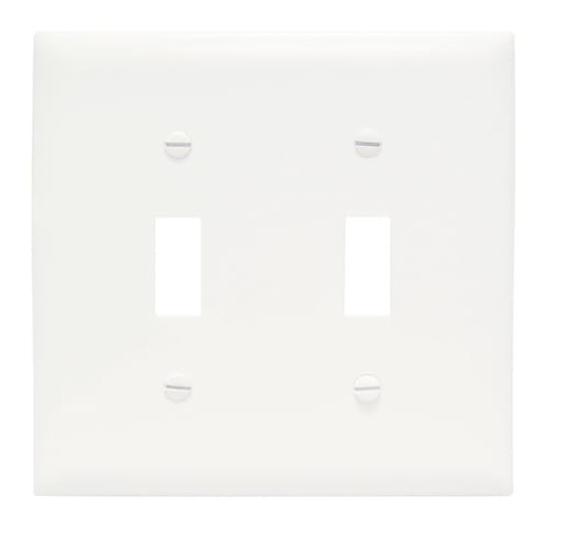 Pass & Seymour / Legrand - Pass & Seymour TPJ2-W 2Gang Wall Plate, Toggle Switch, Nylon, Jumbo - White