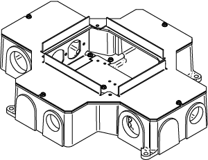 The Wiremold Co - Wiremold RFB4-CI-1 14-1/2 x 11-7/8 x 3-7/16" Cast Iron Recessed Floor Box
