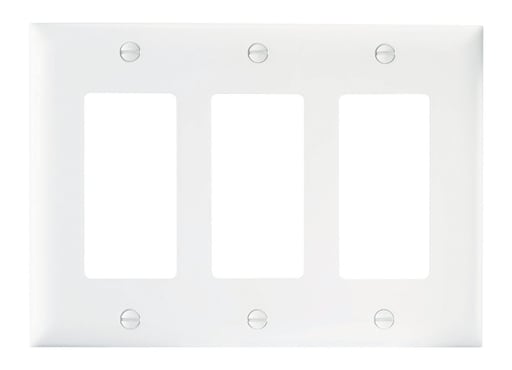 Pass & Seymour / Legrand - Pass & Seymour TP263-W 3Gang Wall Plate, Decorator, Nylon, Standard - White