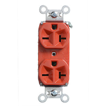 Pass & Seymour / Legrand - Pass & Seymour 5862-RED Heavy-Duty Spec Grade Duplex Receptacle, Back & Side Wire, 20A 250V - Red