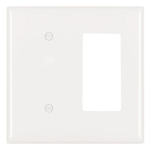 Pass & Seymour / Legrand - Pass & Seymour SP1426-W Combination Wall Plate, 1 Blank & 1 Decorator, Two Gang, White