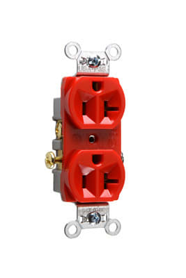 Pass & Seymour / Legrand - Pass & Seymour CR20-RED Commercial Spec Grade Duplex Receptacle Side Wire 20Amp 125Volt, Red