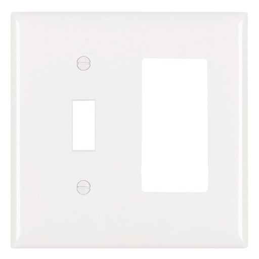 Pass & Seymour / Legrand - Pass & Seymour TP126-W 2Gang Wall Plate, Toggle / Decorator, Nylon, Standard - White