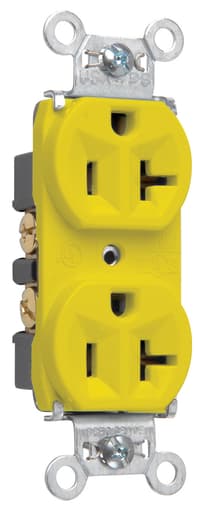 Pass & Seymour / Legrand - Pass & Seymour 5362-YLW Duplex Receptacle, Back & Side Wire, 20A 125V - Yellow