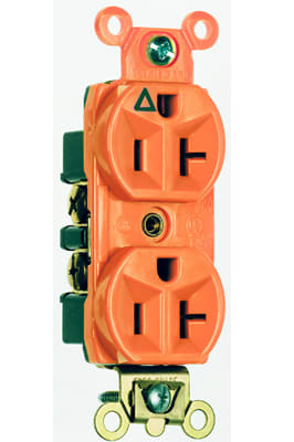 Pass & Seymour / Legrand - Pass & Seymour IG8300 Isolated Ground Heavy-Duty Hospital Grade Duplex Receptacle, Back & Side Wire, 20A 125V - Orange