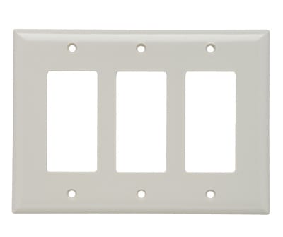 Pass & Seymour / Legrand - Pass & Seymour SPJ263-LA 3-Gang 3-Decorator Light Almond Smooth Thermoset Plastic Junior-Jumbo Wallplate