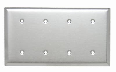 Pass & Seymour / Legrand - Pass & Seymour SS44 4Gang Wall Plate, Blank, Standard - 302/304 Stainless Steel