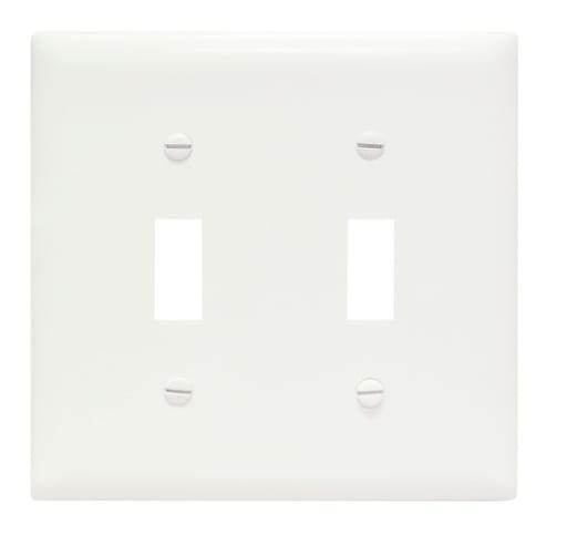 Pass & Seymour / Legrand - Pass & Seymour TP2-W 2Gang Wall Plate, Toggle Switch, Nylon, Standard - White