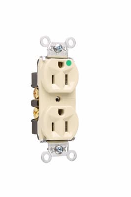 Pass & Seymour / Legrand - Pass & Seymour 8200-HI Heavy-Duty Hospital Grade Compact Design Duplex Receptacle, Back & Side Wire, 15A 125V - Ivory