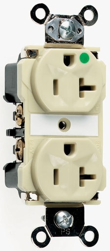 Pass & Seymour / Legrand - Pass & Seymour 8200-I Extra Heavy-Duty Hospital Grade Duplex Receptacle, Back & Side Wire, 15A 125V - Ivory