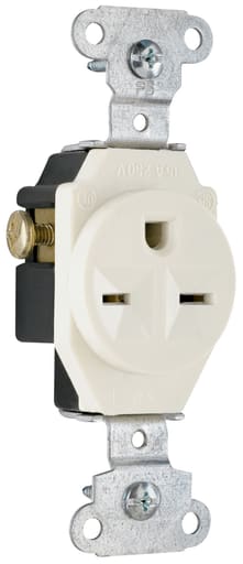 Pass & Seymour / Legrand - Pass & Seymour 5651-LA Heavy-Duty Spec Grade Single Receptacle, Side Wire, 15A 250V - Light Almond