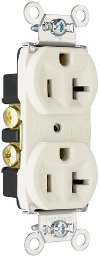 Pass & Seymour / Legrand - Pass & Seymour 5362-W Hard Use Spec Grade Duplex Receptacle Back & Side Wire 20Amp 125Volt, White