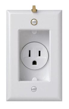 Pass & Seymour / Legrand - Pass & Seymour S3713-W Clock Hanger Recessed Receptacle With Smooth Wall Plate 15Amp 125Volt, White