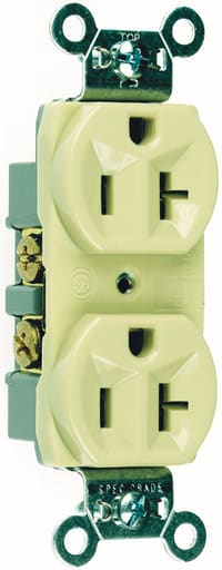 Pass & Seymour / Legrand - Pass & Seymour CR20-I Commercial Spec Grade Duplex Receptacle, Side Wire, 20Amp 125Volt, Ivory