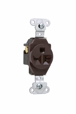Pass & Seymour / Legrand - Pass & Seymour 5851 Heavy-Duty Spec Grade Single Receptacle, Side Wire 20Amp 250Volt, Brown