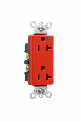Pass & Seymour / Legrand - Pass & Seymour 26362-HGRED Heavy-Duty Decorator Hospital Grade Duplex Receptacle, Back & Side Wire, 20A 125V - Red