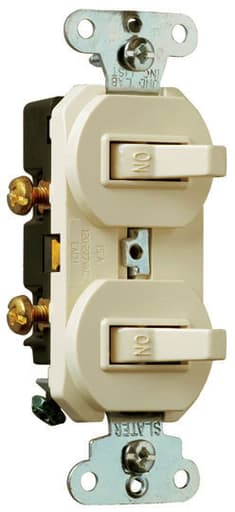 Pass & Seymour / Legrand - Pass & Seymour 690-LAG Single Pole, Double Combination Switch w/Ground, 15A 120/277V - Light Almond