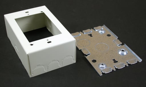 The Wiremold Co - Wiremold V5745 4-5/8 x 2-7/8 x 1-3/4" Ivory Steel 1-Channel Raceway Combination Switch and Receptacle Box
