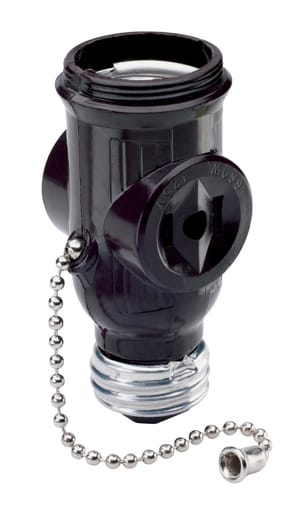 Pass & Seymour / Legrand - Pass & Seymour 1406 125 Volt 250 W 2-Pole 3-Wire Black Medium Base Lampholder/Outlet Adapter