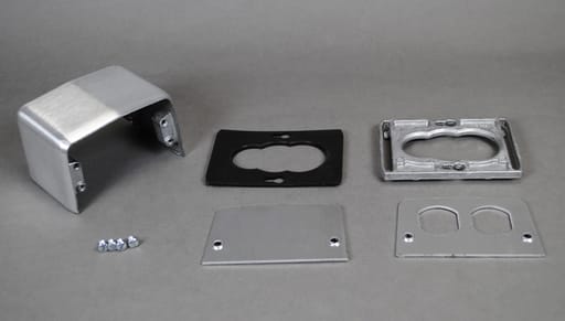 The Wiremold Co - Wiremold 525F Die-Cast Aluminum 4-Piece Duplex Receptacle Pedestal Service Fitting
