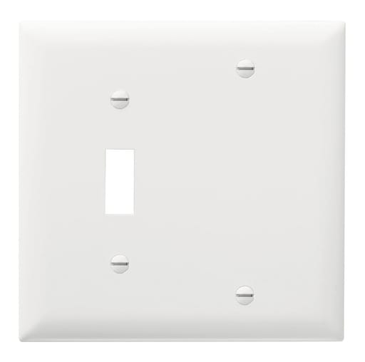 Pass & Seymour / Legrand - Pass & Seymour TP113-W 2Gang Wall Plate, Toggle Switch / Blank, Nylon, Standard - White