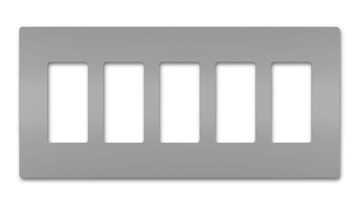 Pass & Seymour / Legrand - Pass & Seymour RWP265-GRY 5Gang Screwless Wall Plate, Radiant® - Gray